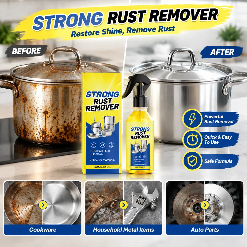 Rust Remover Spray Multi Metal Derusting Solution for Kitchen Tools Door Locks Hardware Household Garage Maintenance DIY 100ml