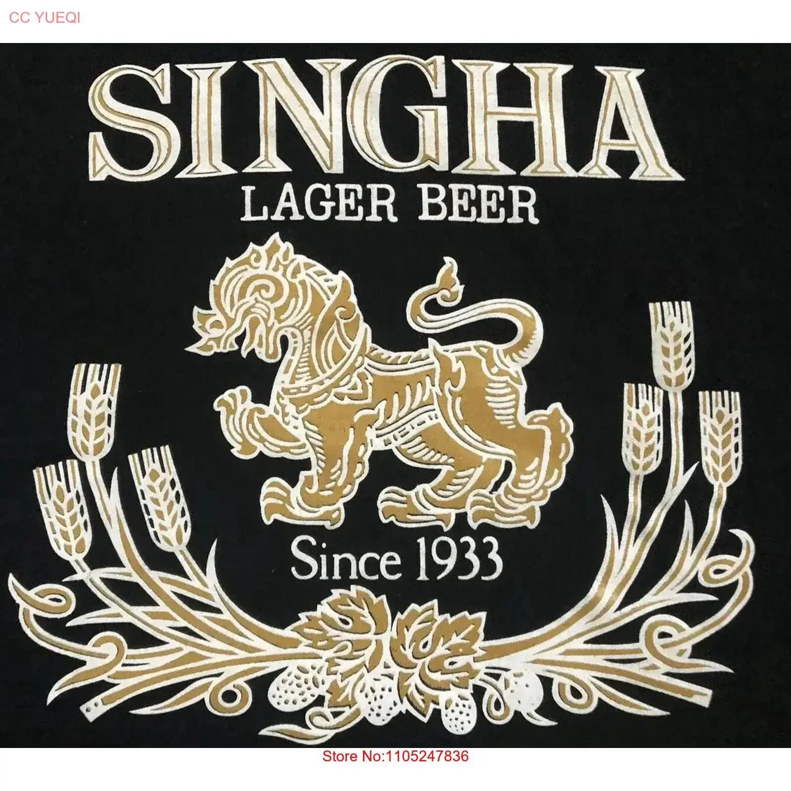 Винтажная оригинальная футболка SINGHA LARGER BEER 90-х годов, с 1933 года, мужская, сделано в США, редкая, размер L, винтажная, с эффектом потертости, дизайнерская, повседневная.