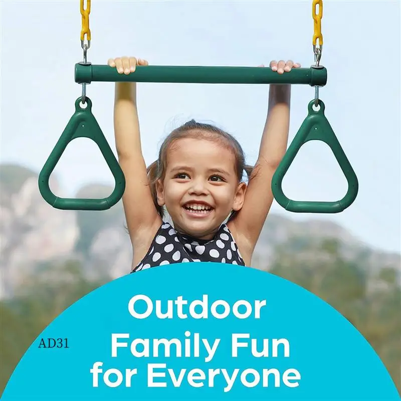 

New-Swing Sets For Backyard-Set Includes 18Inch Trapeze Swing Bar & 48Inch Heavy Duty Chain With Locking Carabiners (Green)