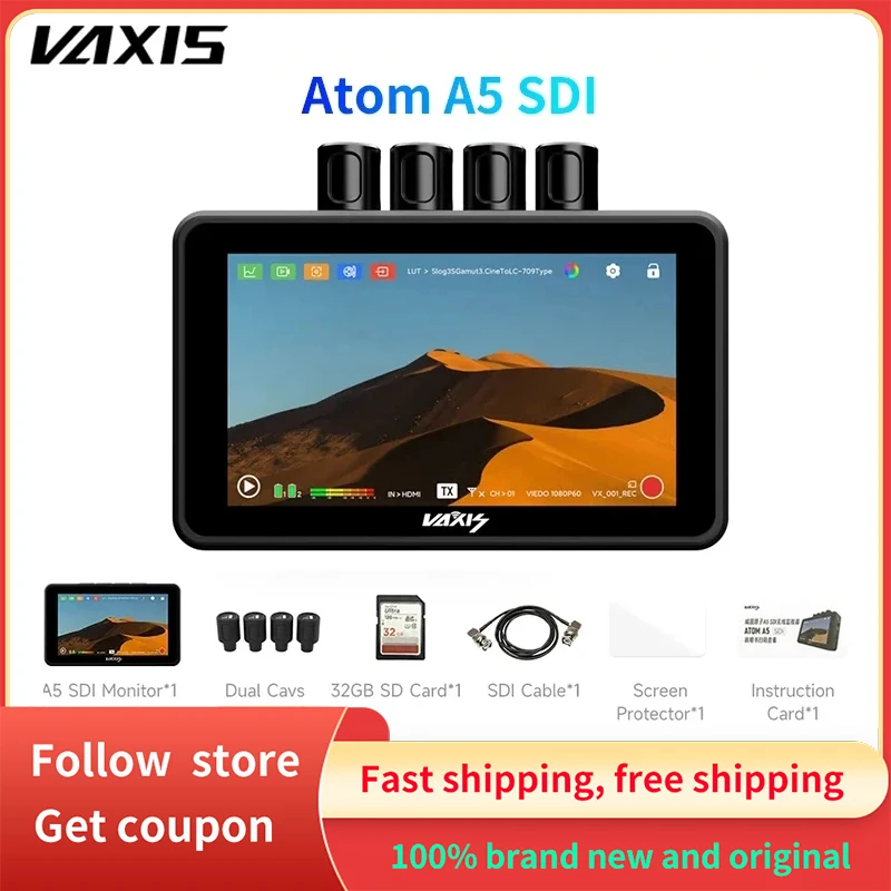 

Vaxis Atom A5 SDI 5.5 Inch 2000 Ints 300M Transmission Distance Wireless Monitor Touchscreen Display RX & TX Mode Switching