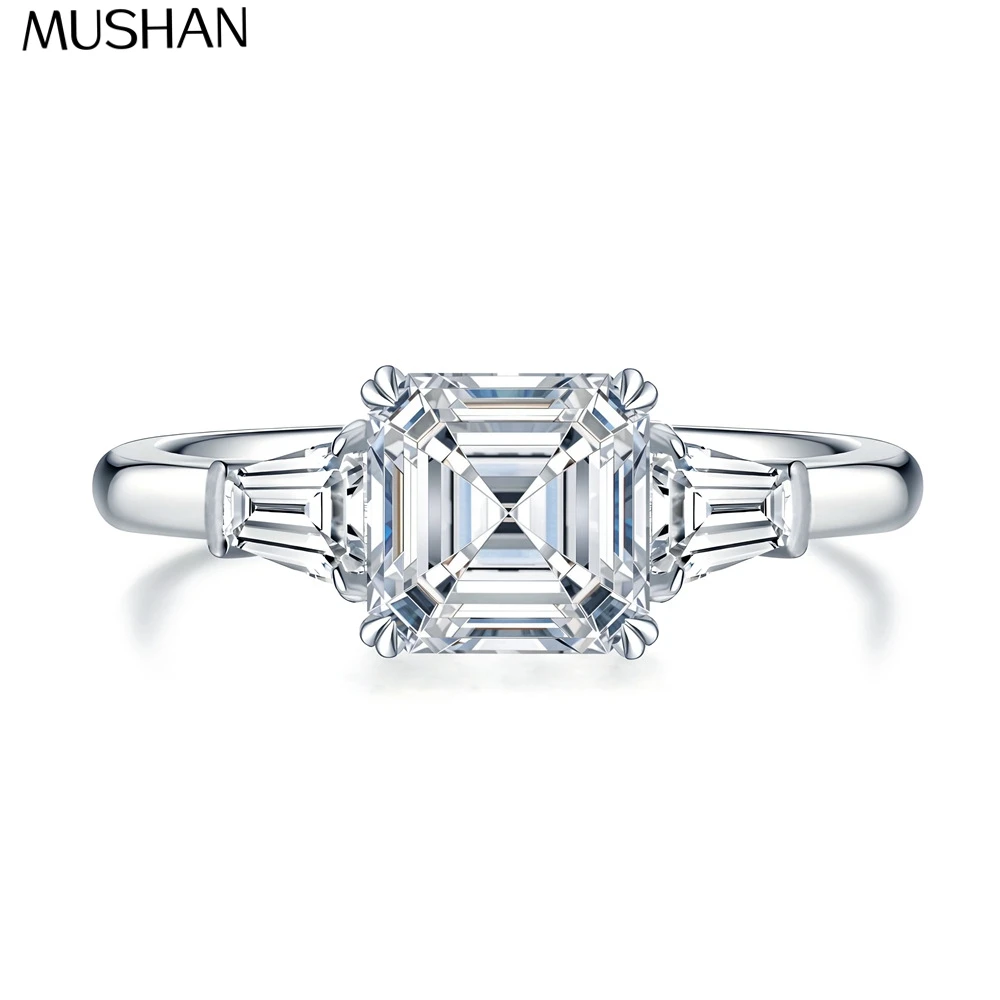 MUSHAN Luxury Jewelry 925 Sterling Silver Ring Moissanite Sparkling Ring for Women 18K Gold Plated MST Patent Fine Rings