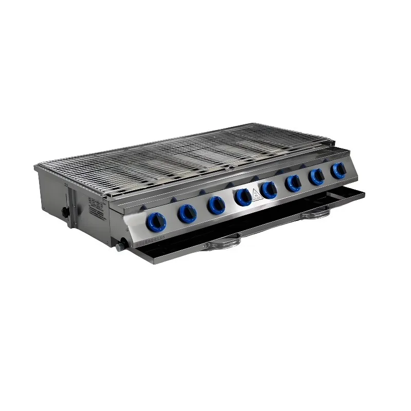 

Airo Commercial 8-Burner Stainless Steel Gas BBQ Grill Smokeless Oyster Roaster for Hotel Restaurant Outdoor