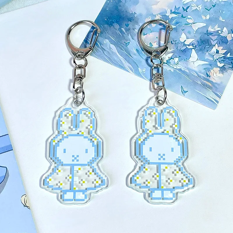 

Kawaii Cartoon Miffy Merchandise Pixel Keychain Acrylic Pendant Cute Bag Decoration Cute Surprise Gift for Couples and Friends