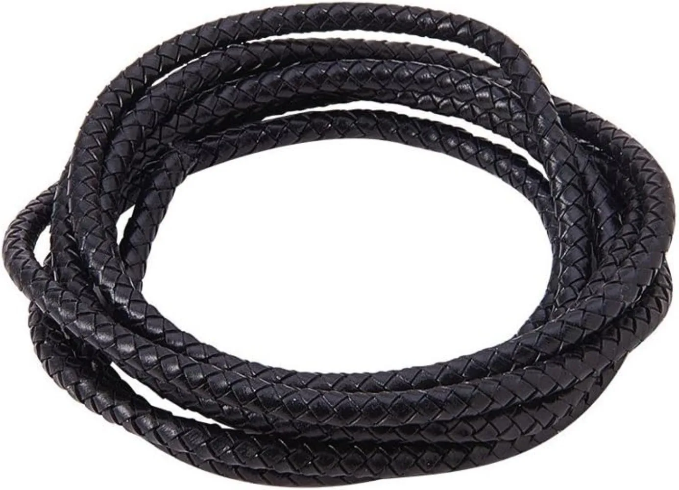 6mm 2m Round Folded Bolo Genuine Braided Leather Cords for Necklace Bracelet Jewelry Black