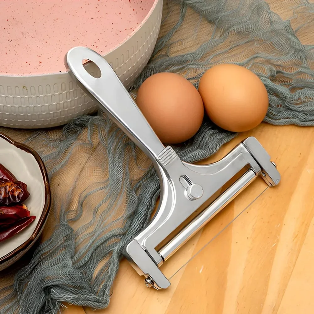 Cheese Cutter,manual Cheese Slicer with A Set of 4 Spare Wires, Stainless Steel, Casters, Adjustable Thickness