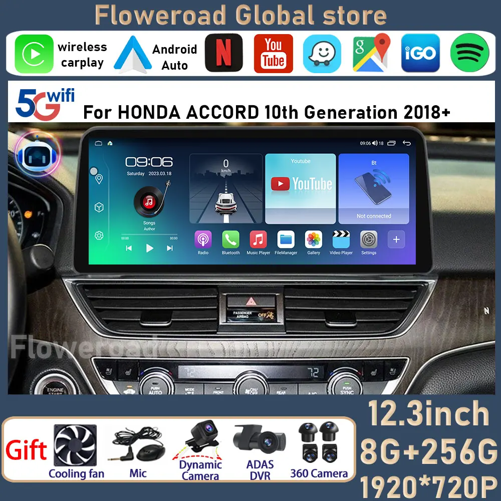 

12.3 Inch Android For HONDA ACCORD 10th Generation 2018+ 1920*720P Car Multimedia Radio Player Stereo 4G 8Core Carplay Screen BT