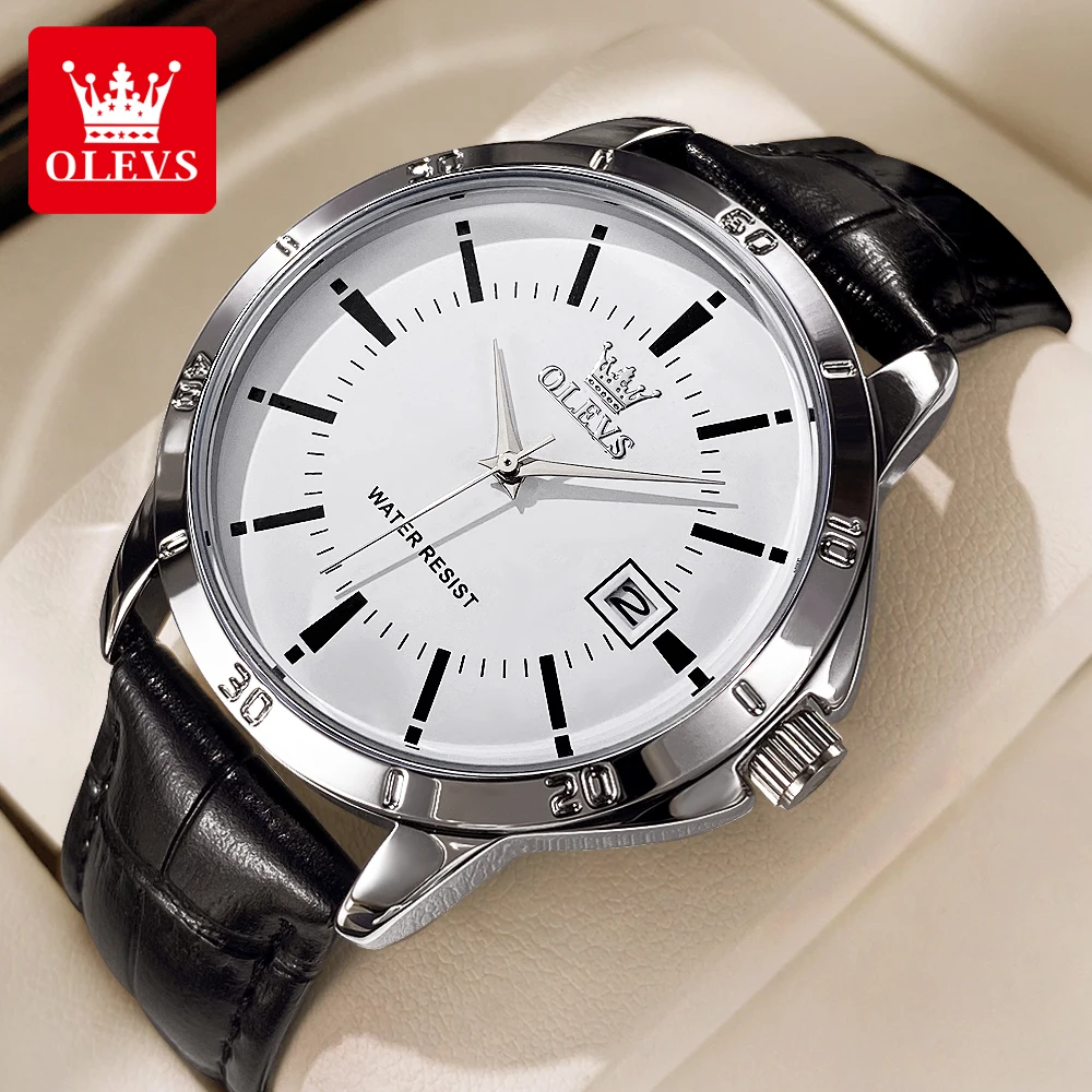

OLEVS TY716 Watch Man Casual Fashion Original Quartz Watch Waterproof Luminous Leather Strap Date Watches For Men With Box Reloj