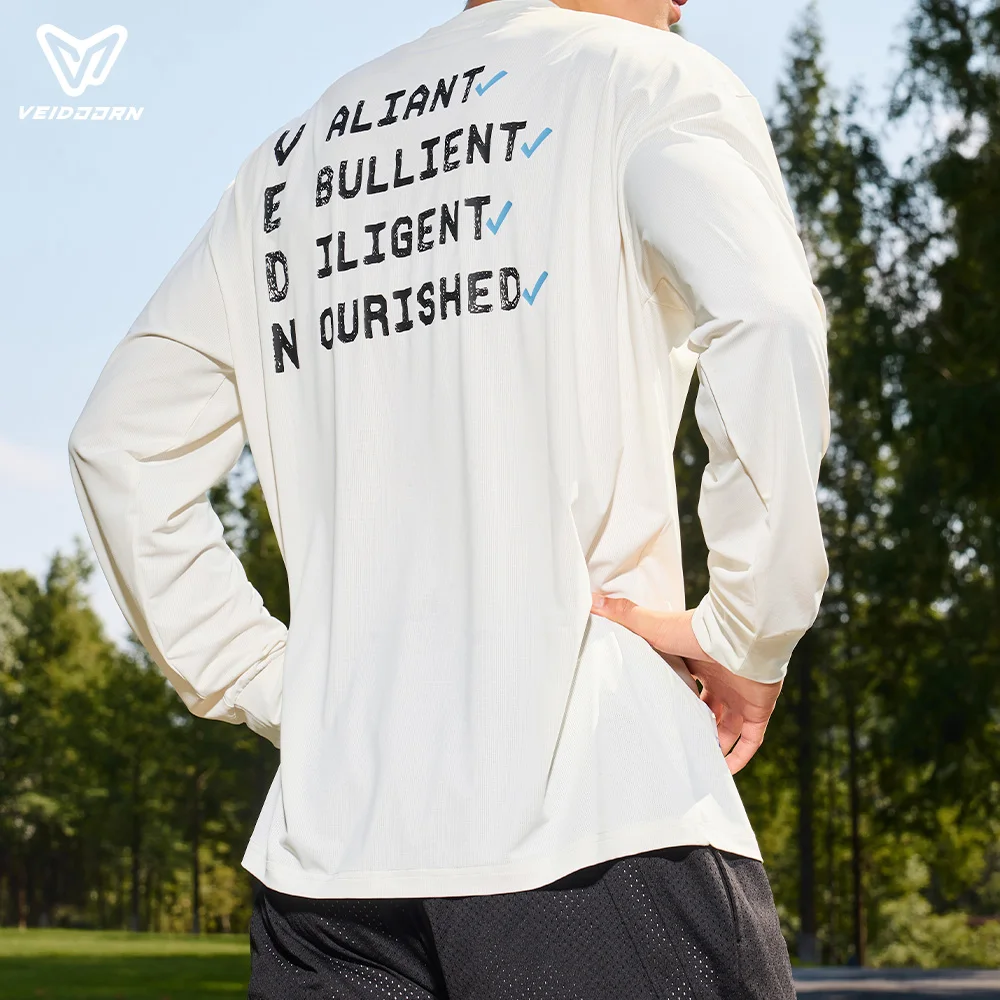 Veidoorn Men's Long Sleeve Basketball Shirt Loose Fit Quick Dry Stretch Athletic Training Top Moisture Wicking Sportswear