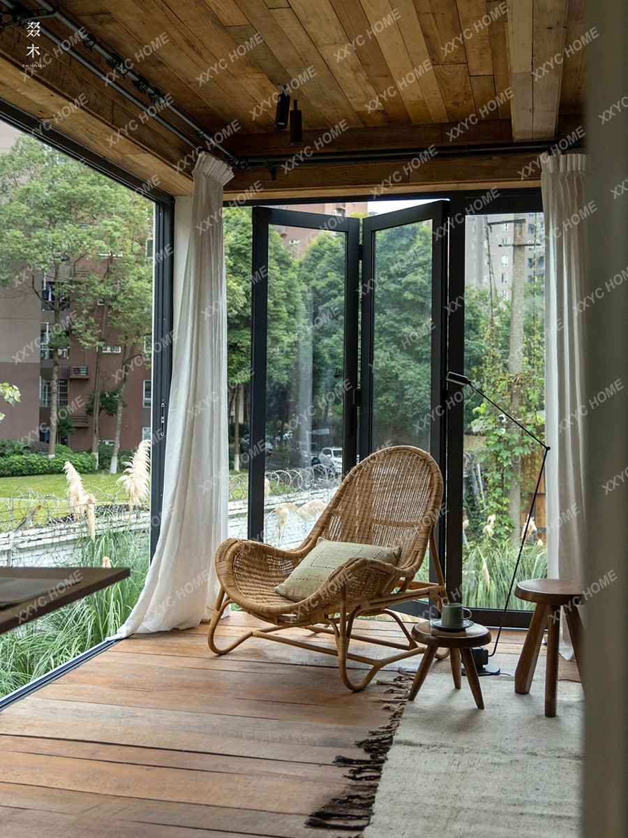 Südostasien Rattan Kunst Natürliches Rattan Vintage Chic Stil Designer Balkon Freizeit Stuhl Sofa Liege Wohnzimmermöbel