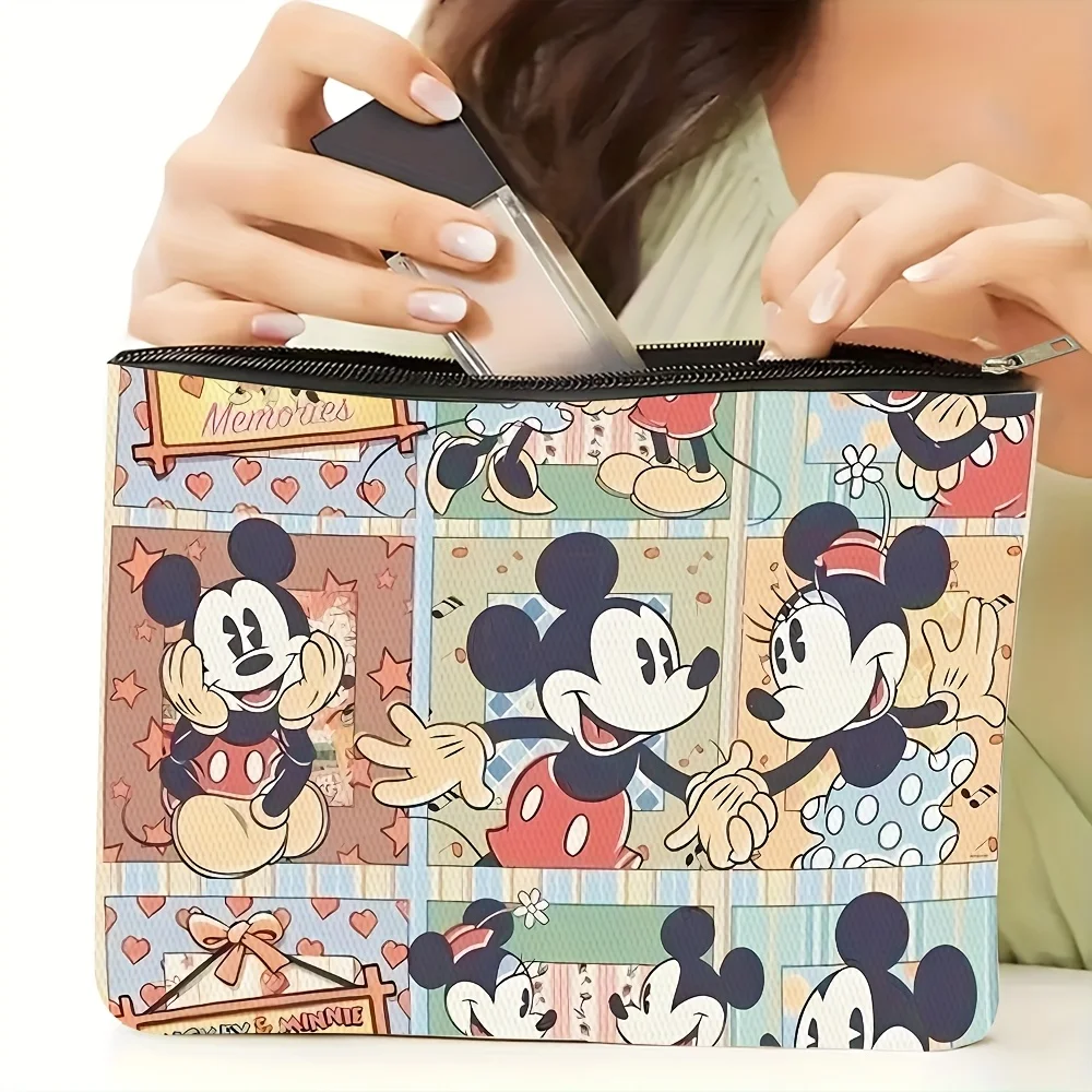 1 حقيبة مكياج ديزني ميكي وميني تحت عنوان، حقيبة تخزين المجوهرات، حقيبة تخزين مثالية للسفر بسحاب - هدية عيد ميلاد ممتعة #4