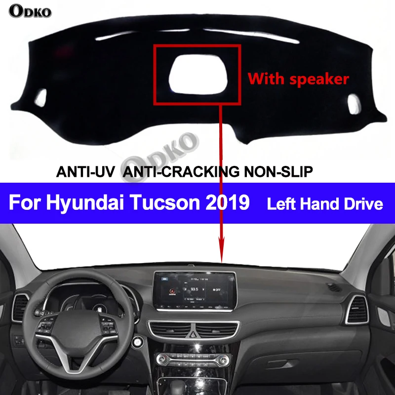 

Чехол на приборную панель автомобиля для Hyundai Tucson 2019, с динамиком, пылезащитный коврик для приборной панели, крышка с левым рулем, ковер, коврик для приборной панели, солнцезащитный козырек