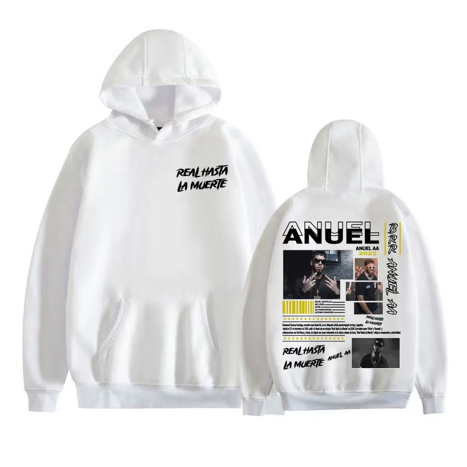 Anuel AA Real Hasta La Muerte Tour 2025 Felpa con cappuccio Uomo Donna Casual in pile Felpa di alta qualità Moda Vintage Felpa con cappuccio Streetwear