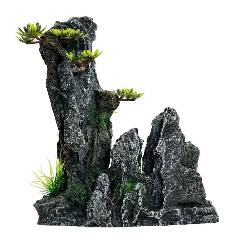 Resin Aquarium Rockery Mountain Decoration Artificial View Rock Cave Stone Tree Fish Tank Ornament Aquarium Decor Home New