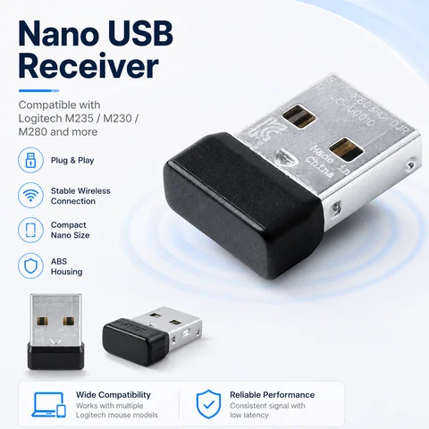 USB Nano Receiver for Logitech M235 M230 M280 Wireless Mouse Keyboard 2.4G Replacement Receiver Adapter