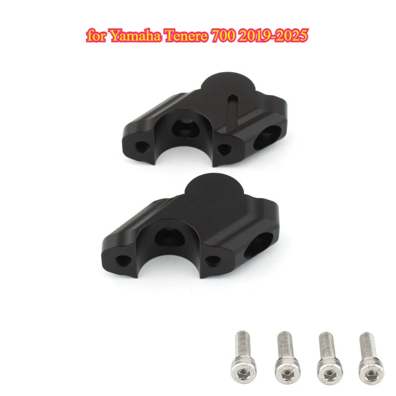 Motorcycle mounts suitable for Yamaha Tenere 700 2019-2025 including seat tube heightening and handlebar elevation modification.