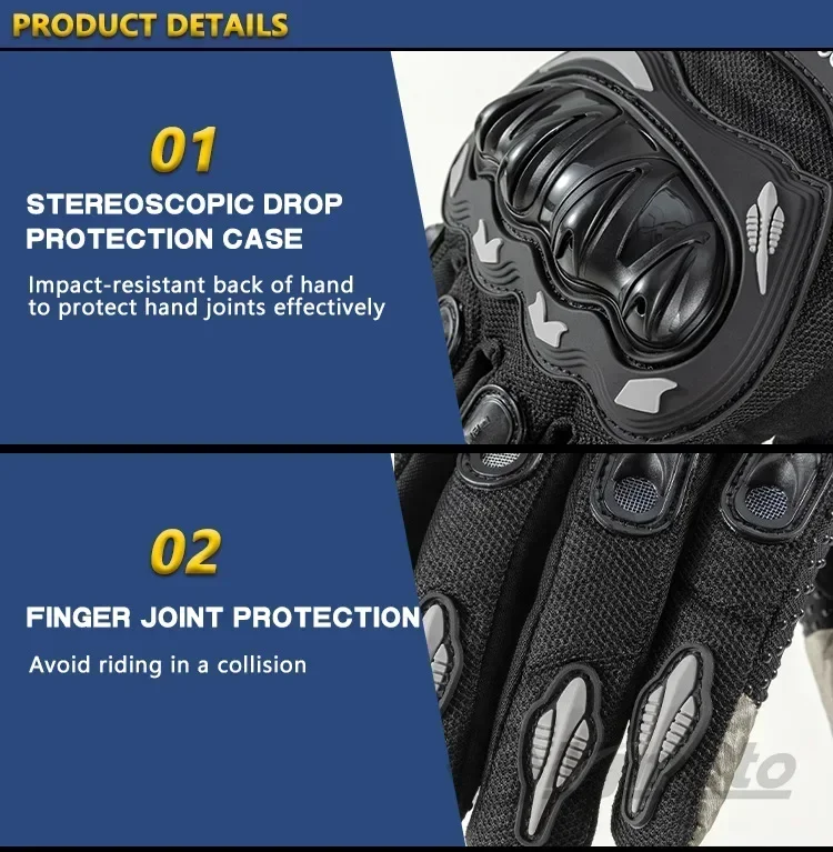 Touchscreen-Motorradhandschuhe, atmungsaktives Mesh, Sommer-Motocross-Rennhandschuhe für Männer und Frauen – belüftet und leicht – Detail 9