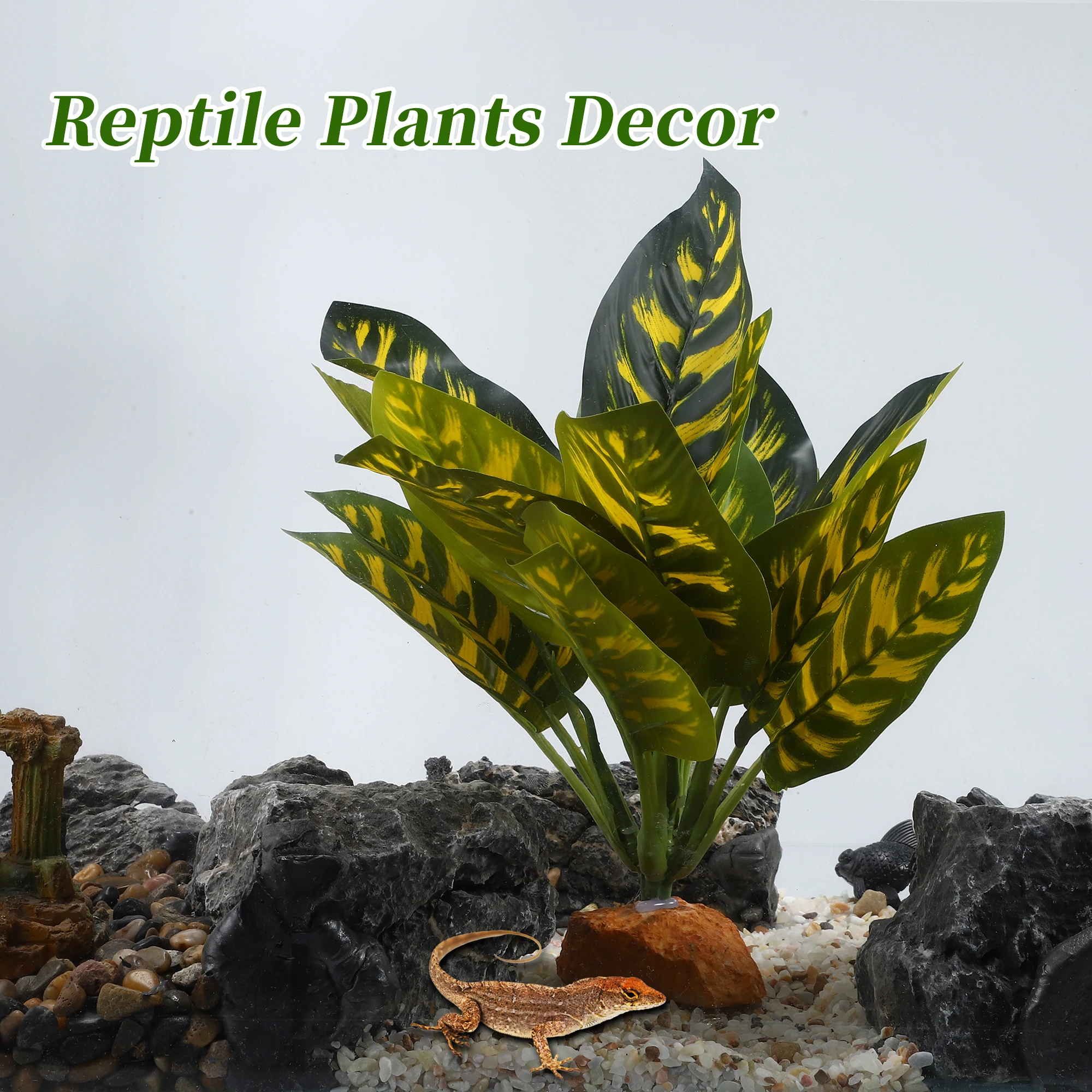 UXCELL Reptile Plants Terrarium Decoration Reptile Artificial Plant for Amphibians Lizard Habitat Decor Plastic Resin Plants