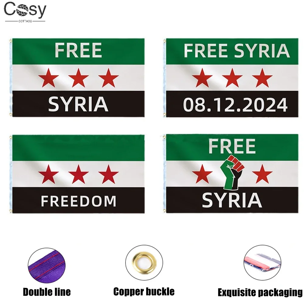 90x150cm Syrian Freedom Flag,The Syrian Arab Republic Three Star Flag, Flag Of Syria Revolution,Syria Free People's Flag Hanging