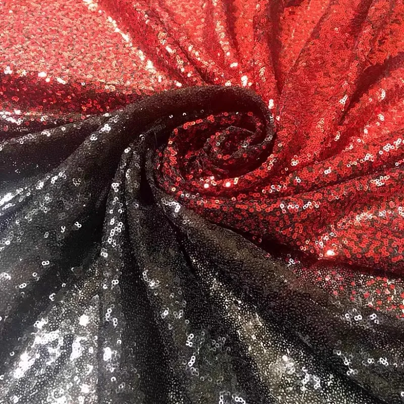 

Red and Black Gradient Sequin Fabric for Children's DIY Dresses Performance Clothes Curtains Sequin Fabric