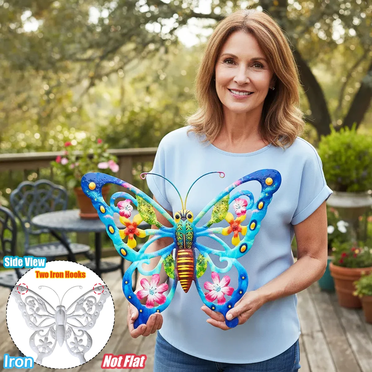 

Large Metal Butterfly Wall Decor, Rustic Garden Art Sculpture for Outdoor Home, Patio & Fence Ornament, Rust-Resistant & Durable