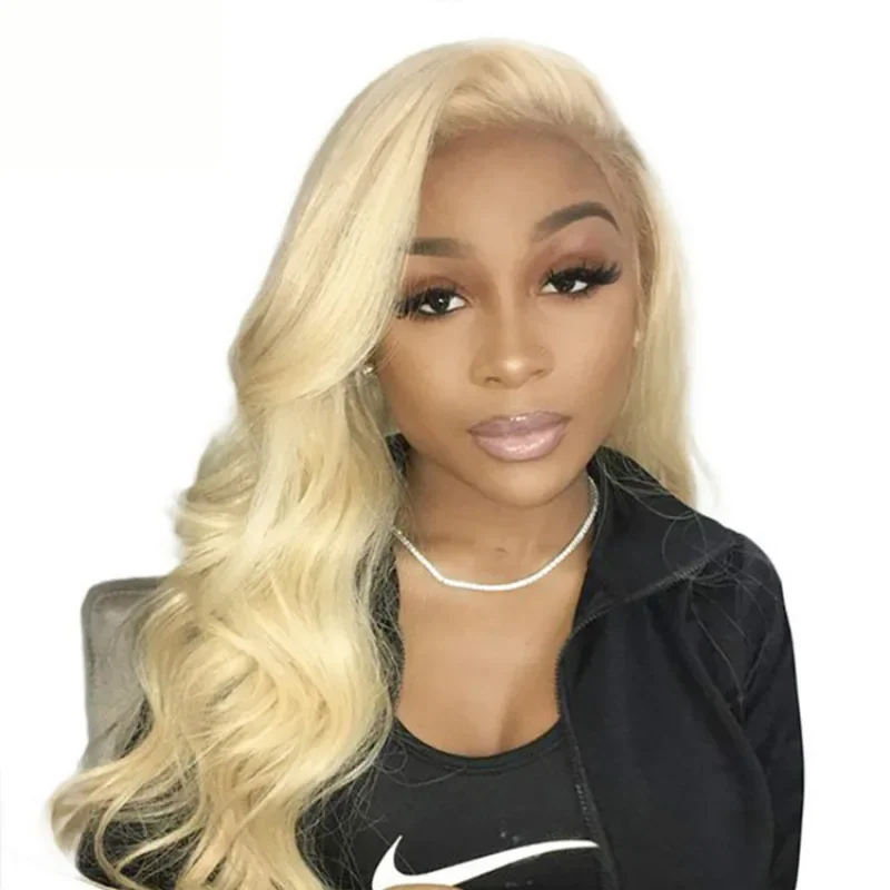 

European and American wig woman, medium long curly hair, light gold fluffy big wavy curly hair, chemical fiber headgear