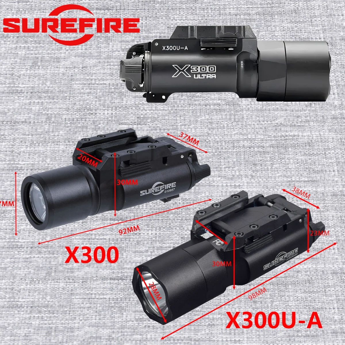 SureFire X300 Ultra Linterna LED Táctica – Riel Picatinny Airsoft Caza - imagen 2