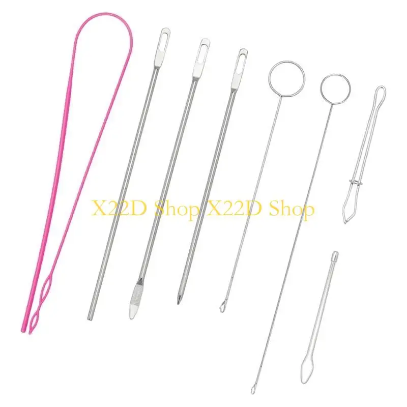 

X22D Pack of 8 Drawstring Threader Set Flexible Drawstring Threader for Fabric Belt