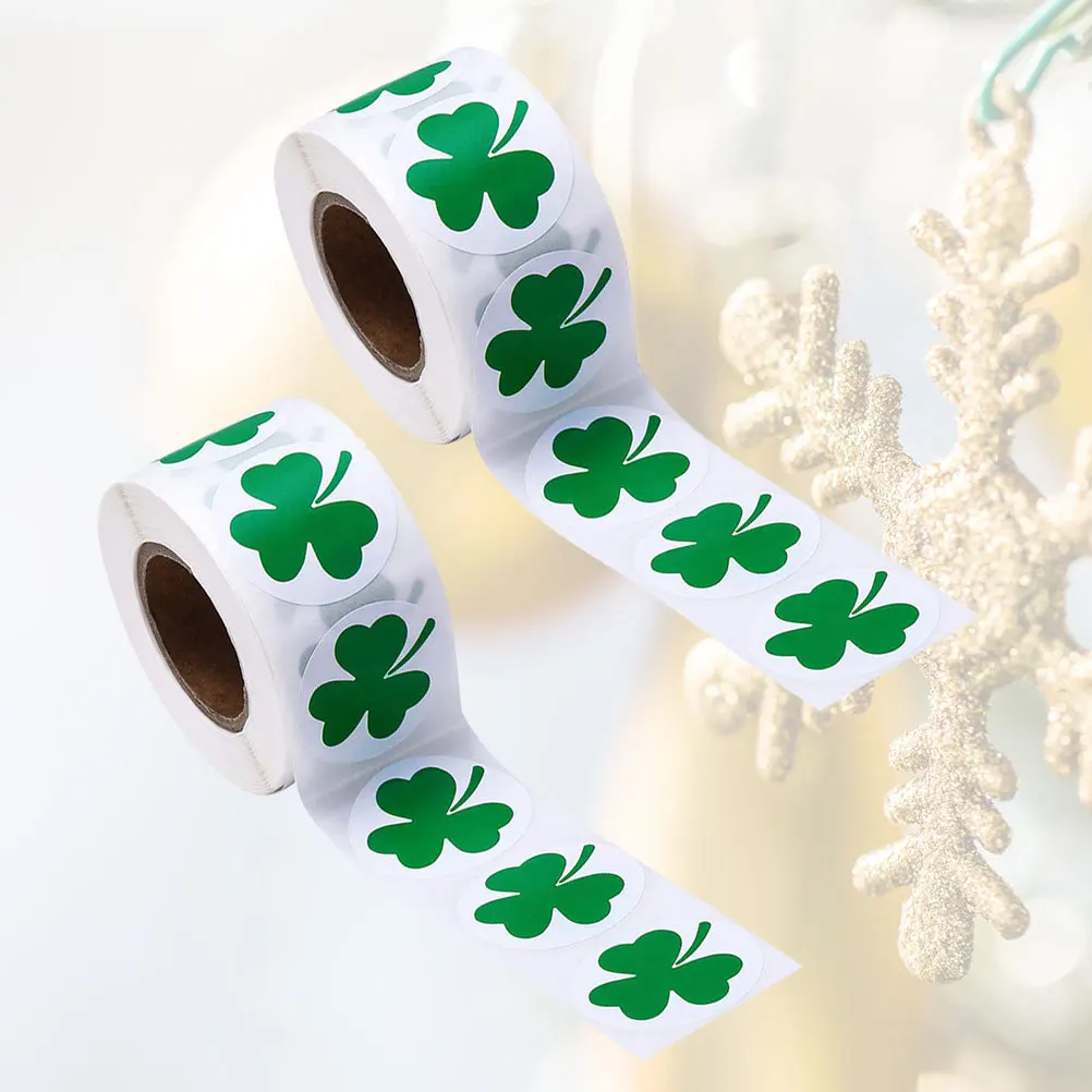 

2 Rolls Christmas Candy Stickers Self-Adhesive Clover Sealing Strong Adhesive Biscuit Bag Labels DIY Wrapping Gift Packing