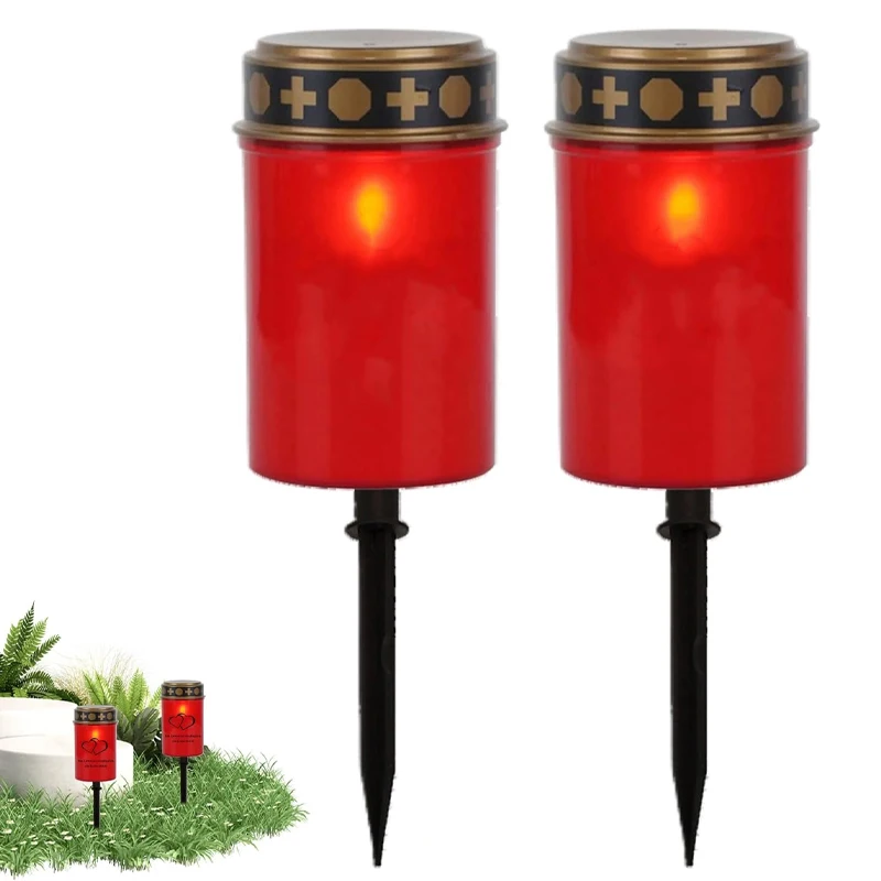 1pcs Cemetery Ritual Electronic LED Candle Lamp Flameless Solar Energy Decorative Tea Light Solar Powered Candle Light