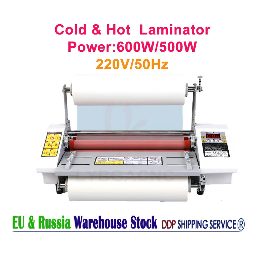 Desktop Cold & Hot Laminator Size A3 A2 Paper Speed 0.3~3mm/min Machine for Four Rollers Worker Card Office File Photo 0~180°C