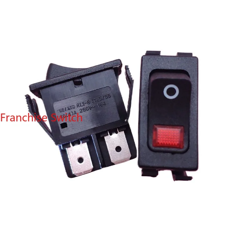 10PCS Black rocker switch with indicator light, card position power  ON-OFF freezer  RL1-8 in stock