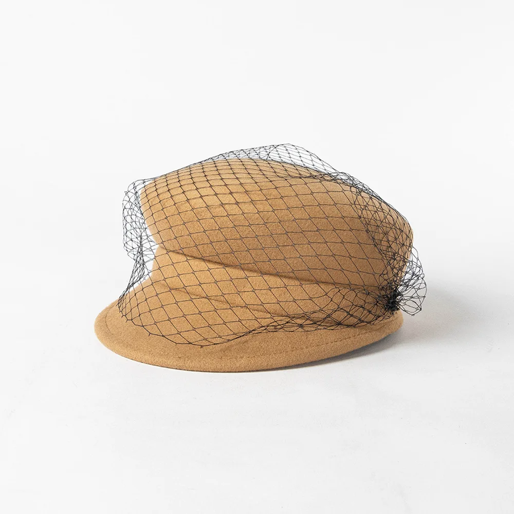 Autumn Winter New Fashion Elegant Mesh Woolen Newsboy Cap Women's Streetwear Warm Internet Celebrity Hat Trendy