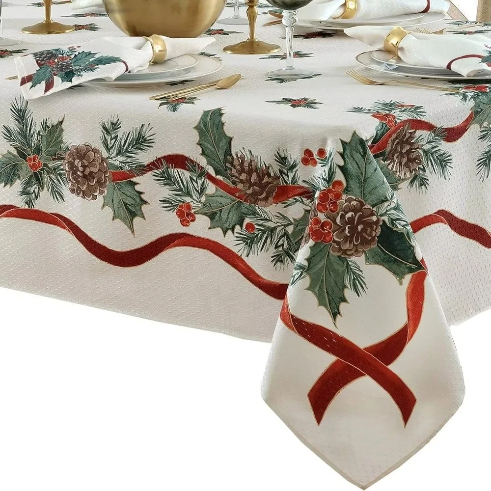 Creative Rectangle Decorative Table Cloth Reusable Dust-proof Table Cover Christmas Themed Xmas Tablecloth Festival Props