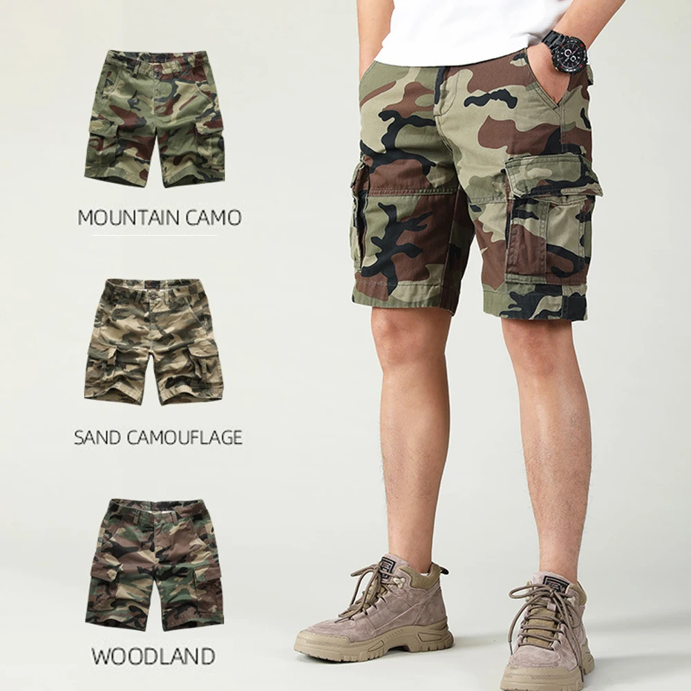 

Men Shorts Summer Camouflage Bermudas Cargo Short Pants Straight Cotton Sports M-trousers Casual Half Five-point Pants Workwear