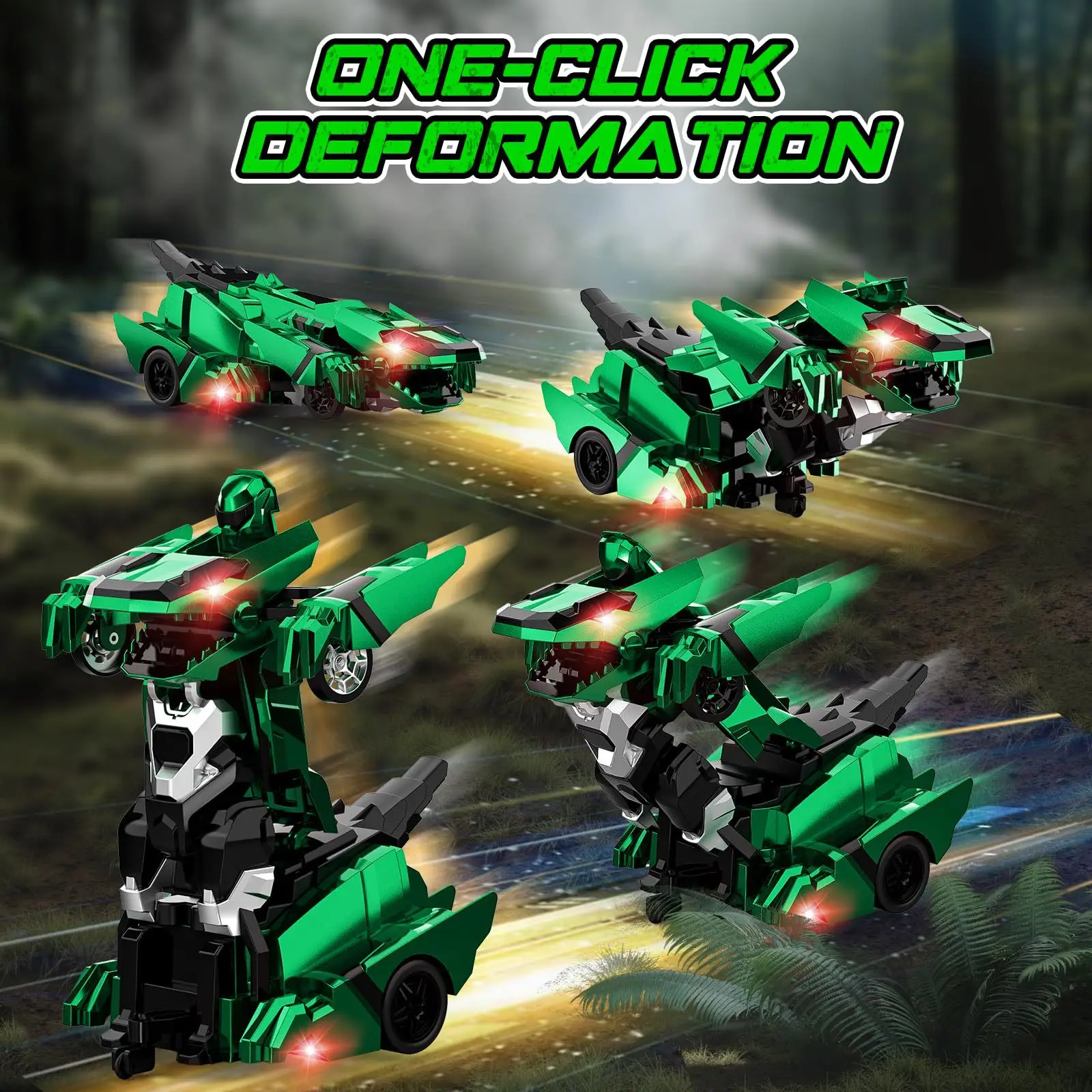 Carro RC de transformação de dinossauro 2.4G - Robô de batalha de um botão, caminhada vertical, brinquedo de controle remoto para crianças, jogo interno/externo