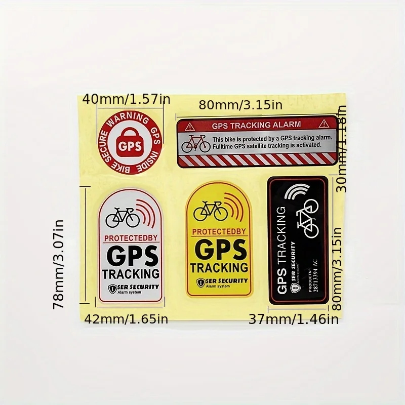 5Pcs 1Set GPS TRACKING Alarm Sticker Reflective Bicycle Warning Sticker Anti-Theft Decal for Bike Motorcycle Scooter Car Protect