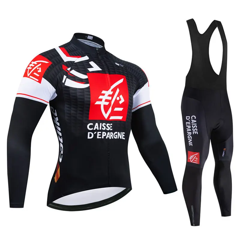 

Caisse D'Épargne Autumn Cycling Jersey Set Long Sleeve Quick Dry Clothing Bike Uniform MTB Clothes Bicycle Wear Ropa Ciclismo