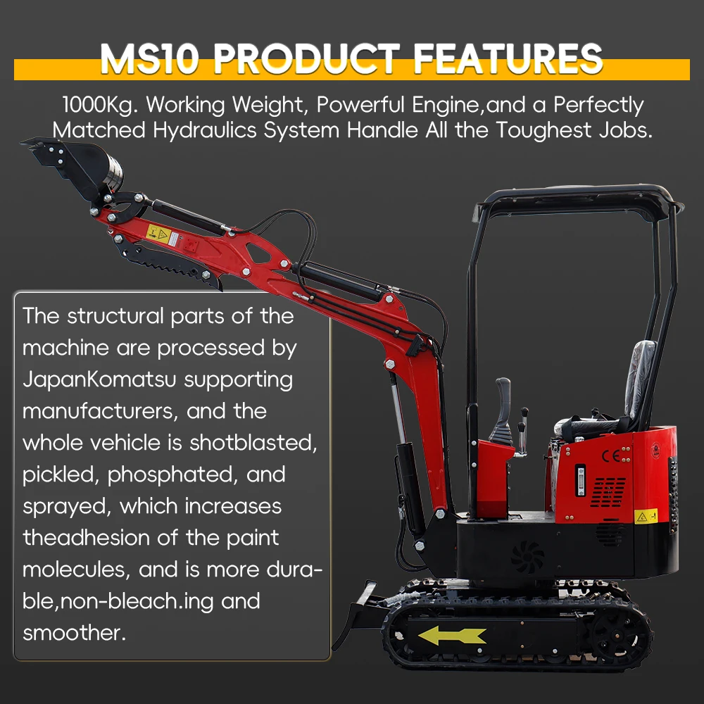 Local Pick Up Mini Excavator Agricultural Hydraulic Small Excavators GAS Engine 1 Ton with Crawler Digger