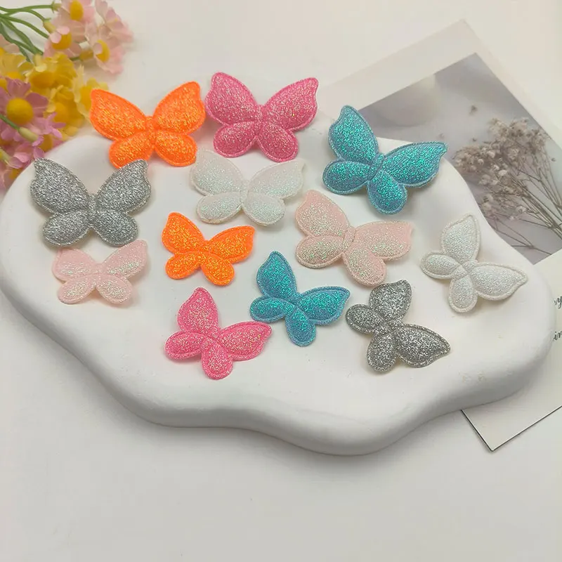 60 Stück gepolsterte Glitzer-Schmetterlings-Applikationen für Kopfbedeckungen, Haarspangen, Zubehör, Hüte, Taschen, Geschenkverpackungen, Dekorationsaufnäher – Detail 5