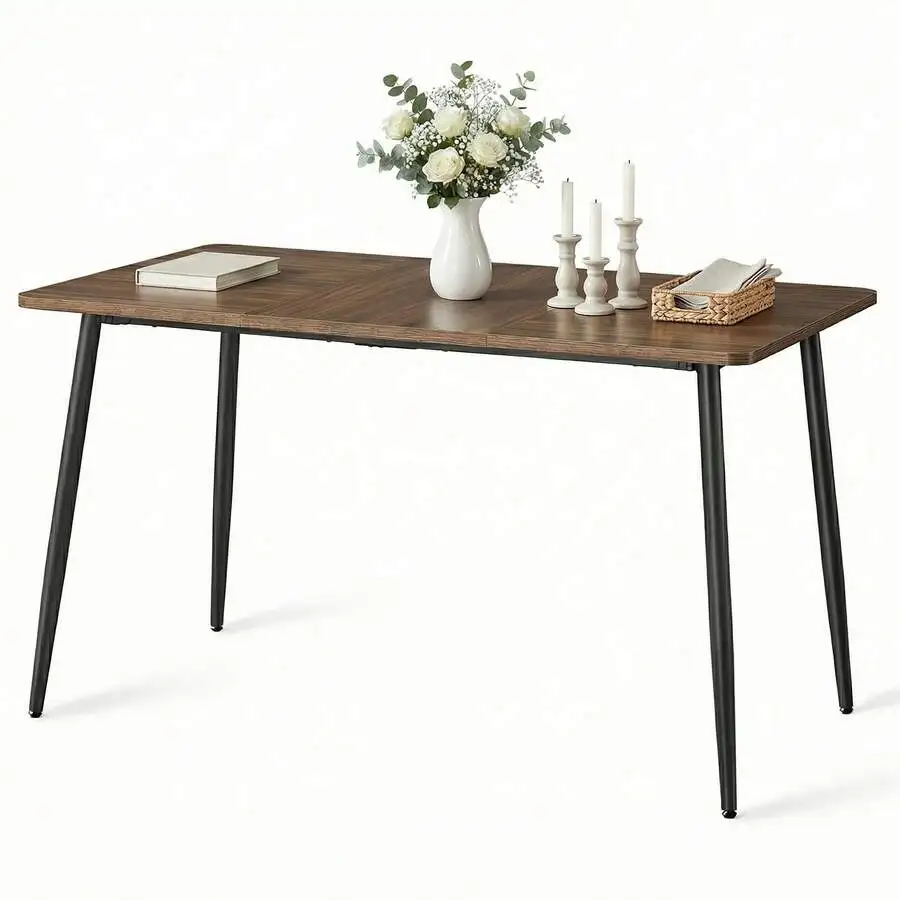 Dining Table For 4-6 People, Modern Farmhouse Dining Room Table, Quick Assembly, Heat-Resistant Tabletop, 55.1 X 29.5 X 29.5 Inc