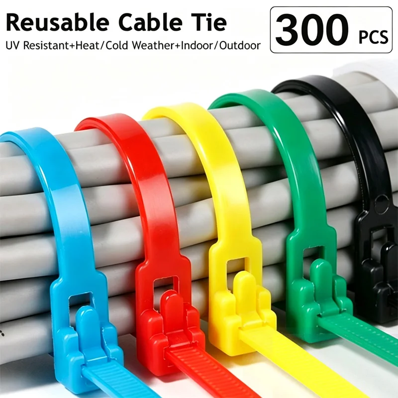 50/100/300pcs Nylon Zip Ties Garage Garden Reusable Cable Ties Plastic Zip Wire Binding Wrap Straps DIY Cable Fasten Organiser
