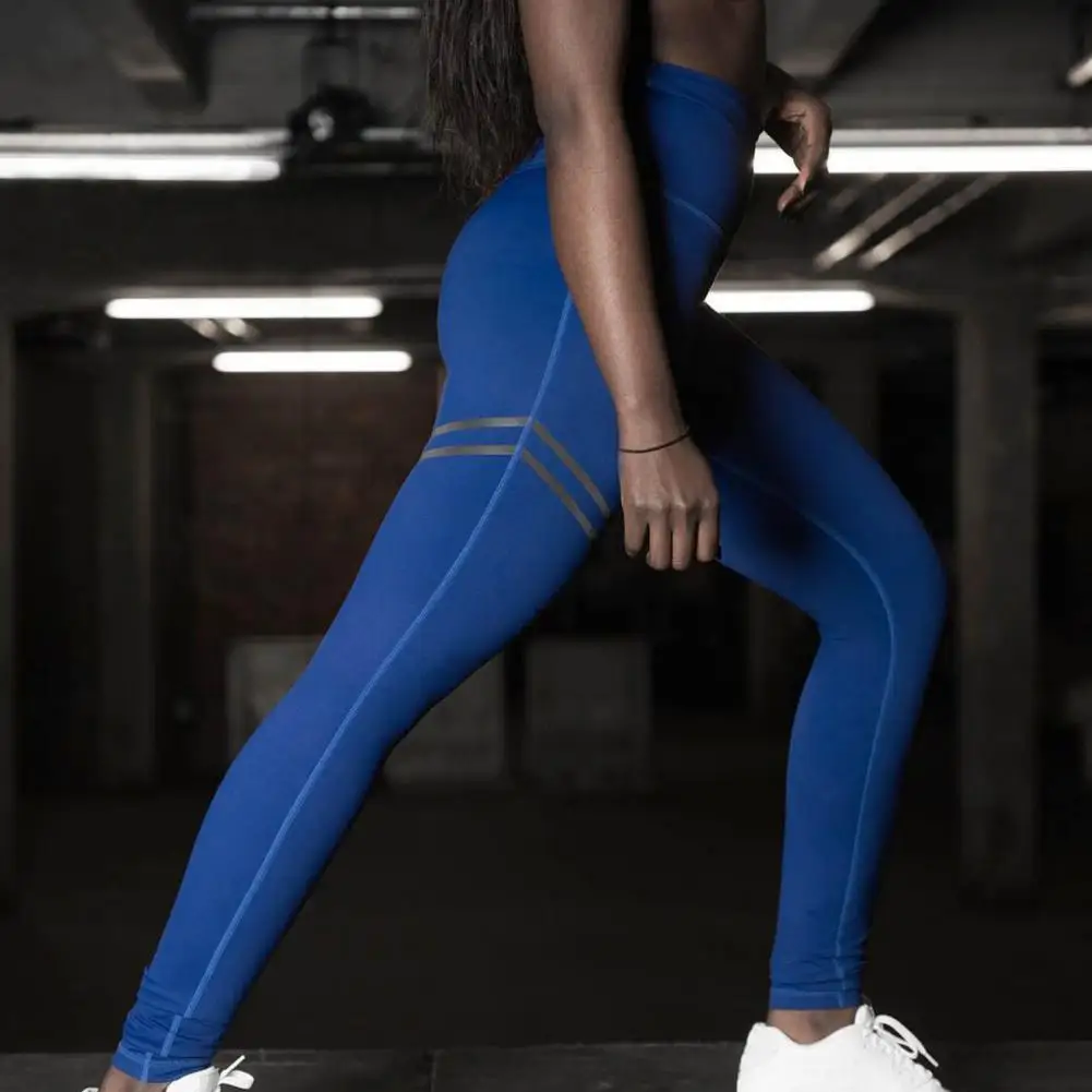 Moda feminina cor sólida elástico yoga calças confortáveis leggings esportivos magro para casa