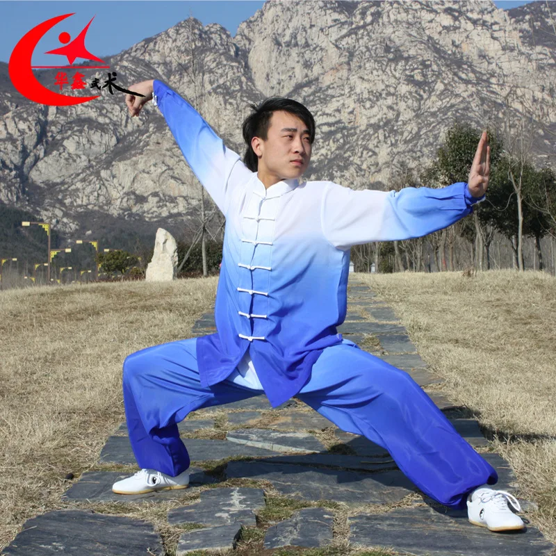 Martial Art Uniform Kung Fu Wushu Clothing Tai Chi Clothes Long Sleeve Gradient Color