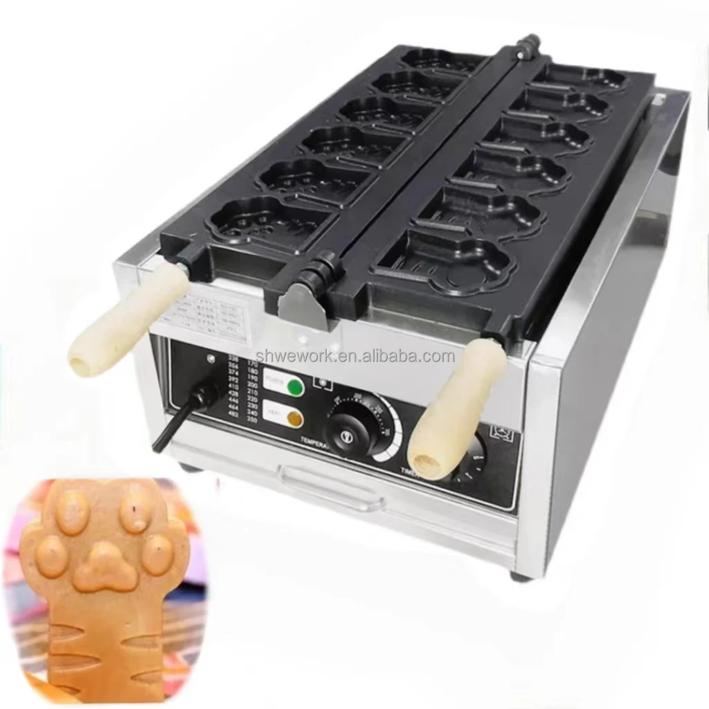 

WeWork Commercial Ice Cream Taiyaki Machine With Cat Paw Shape Electric Taiyaki Machine Cat Paw Waffle Maker Machine