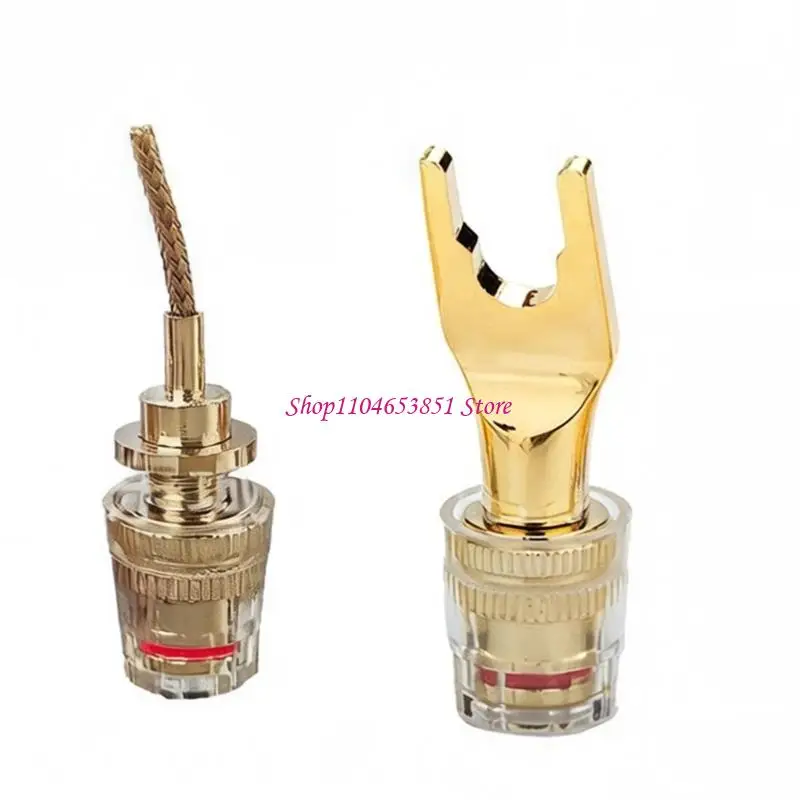 Oxygen Easy Metal Y Fork Speaker Adapters with Secure Locking Mechanism Sound Terminals Connector for Stable Connection