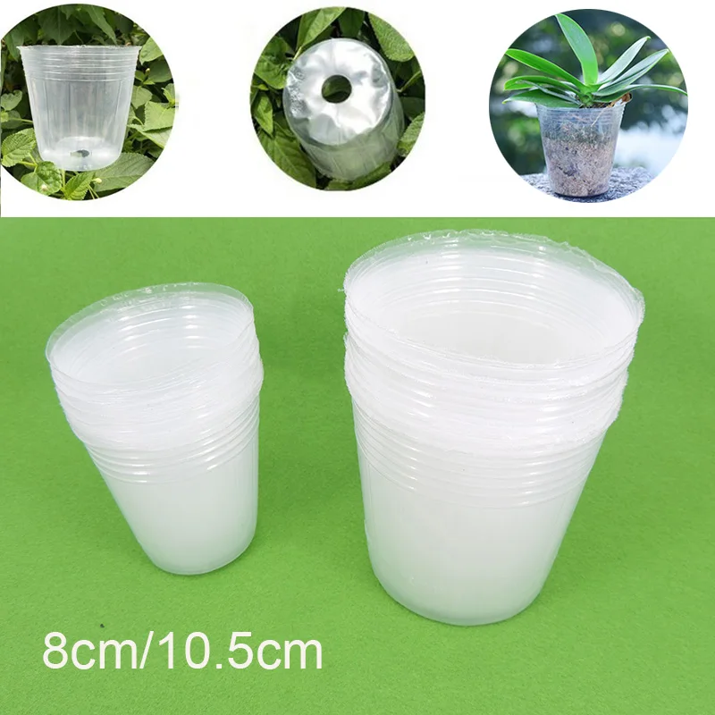 8cm 10cm Garden transparent Nursery flower Pots Plastic Flower Planting grow Nutrition Cup for veg Orchid Propagation Container