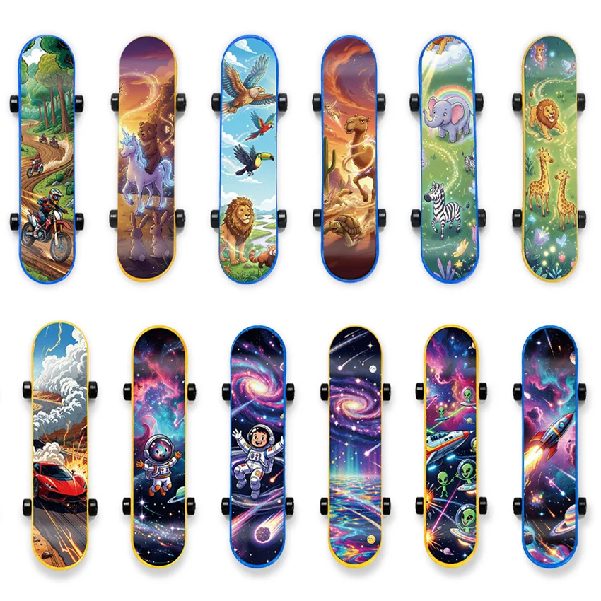 6/10 Peças de Skate de Dedo Brinquedo para Aliviar o Estresse, Diversão em Festas, Recompensa para Crianças na Sala de Aula, Enchimento de Piñata de Aniversário e Presente de Natal