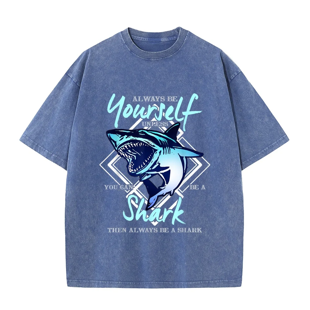 Unless You are a Shark Funny Gift T-Shirt Tシャツ Shirt Herren 고퀄 Printed Tee Cartoon Cotton Fun Graphic Short Sleeve Summer Top