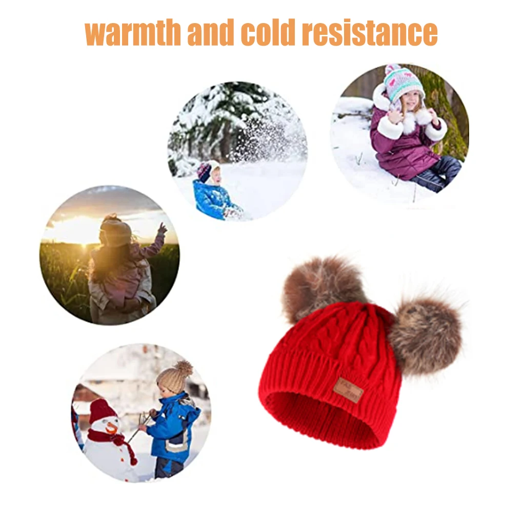 Scarf Kids Hat and Gloves Set Beanie Cap Supple Children s Products Cold Weather Mittens Cute Pompom Top Sealing