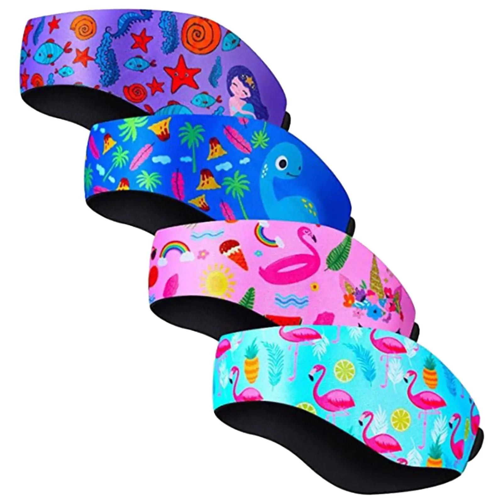 4 Pieces Swimming Headband Kids Adults Neoprene Band for Women Men Paddling